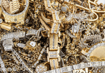 Assorted gold and silver jewellery with stones ready for stone-removal processing