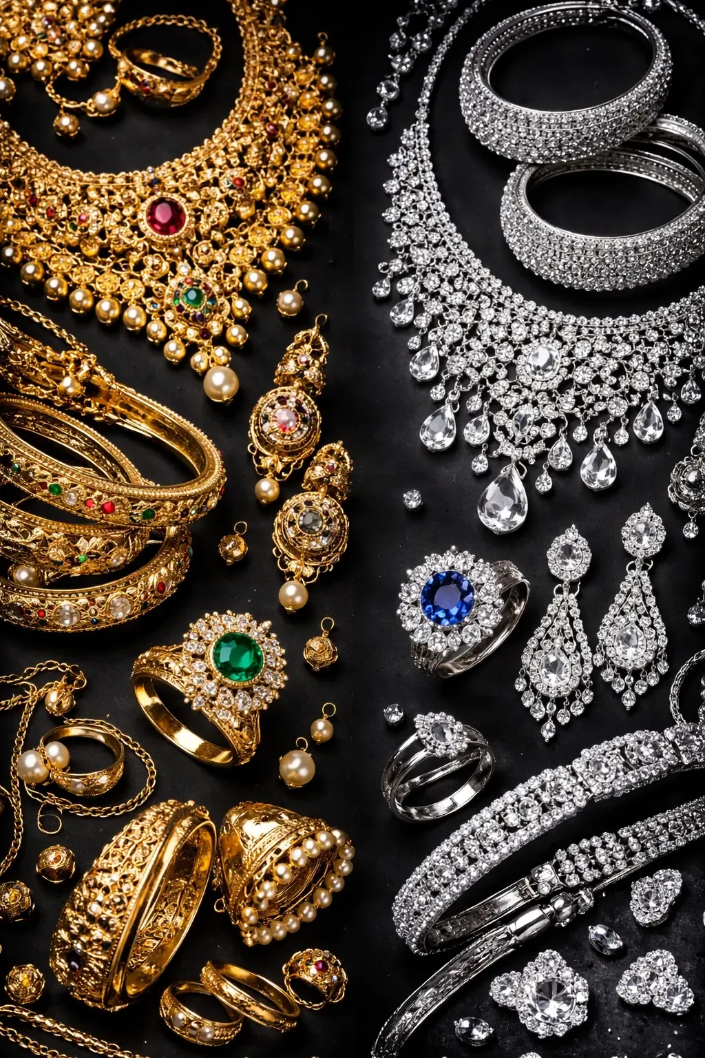 A showcase of gold and silver jewellery pieces bought by Top Gold